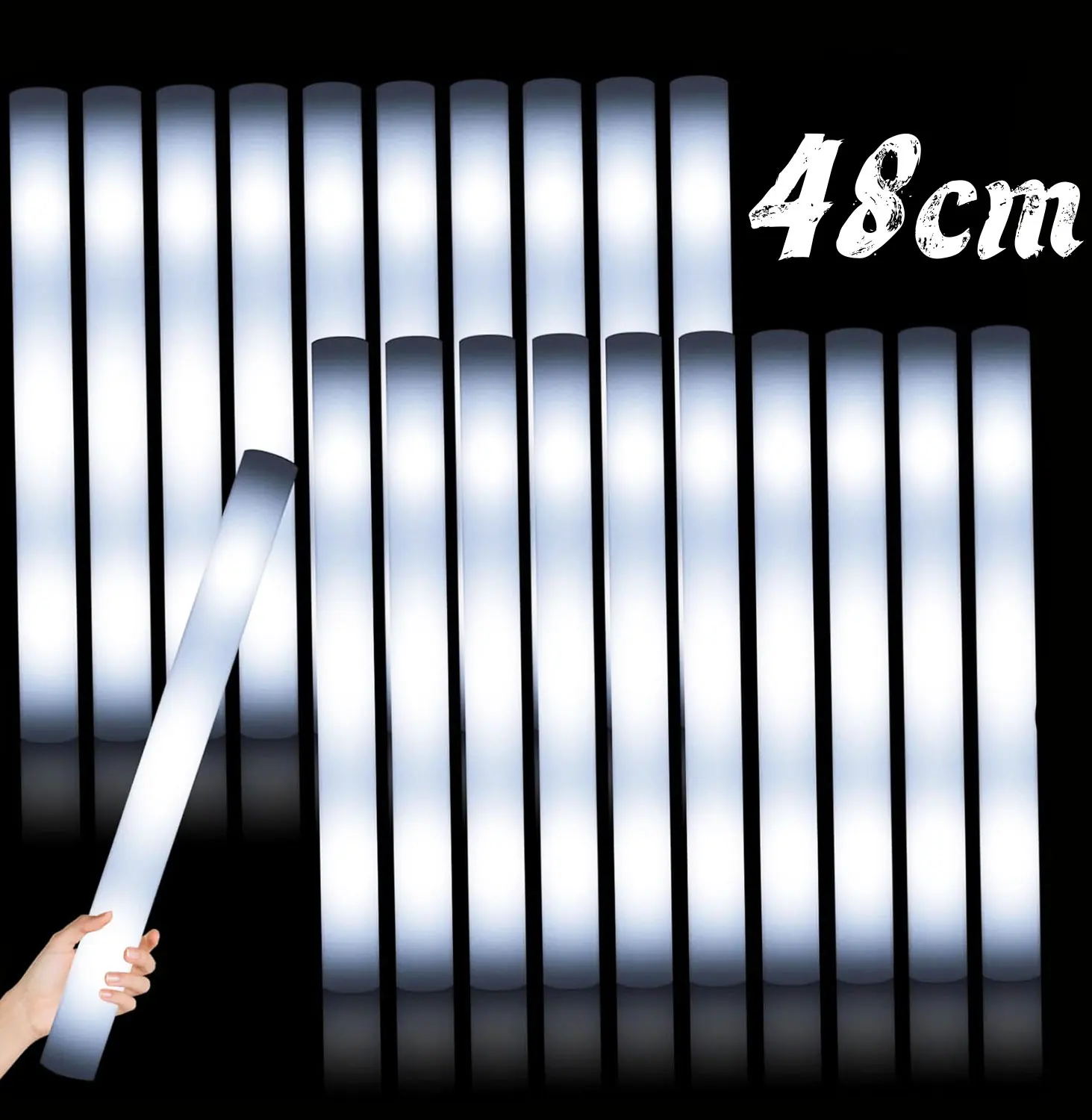 Flashing Led Foam Sticks Party - Palos de espuma LED blancos, palitos