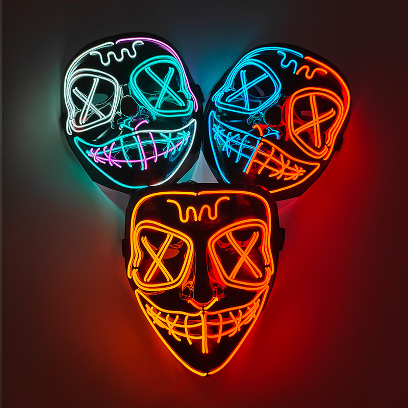 Led Purge Mask Halloween - Máscara brillante LED inalámbrica EL neón