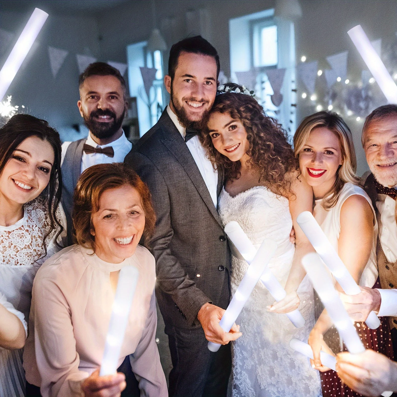 Palos de espuma LED blancos, p - Flashing Led Foam Sticks Party reseña y precio