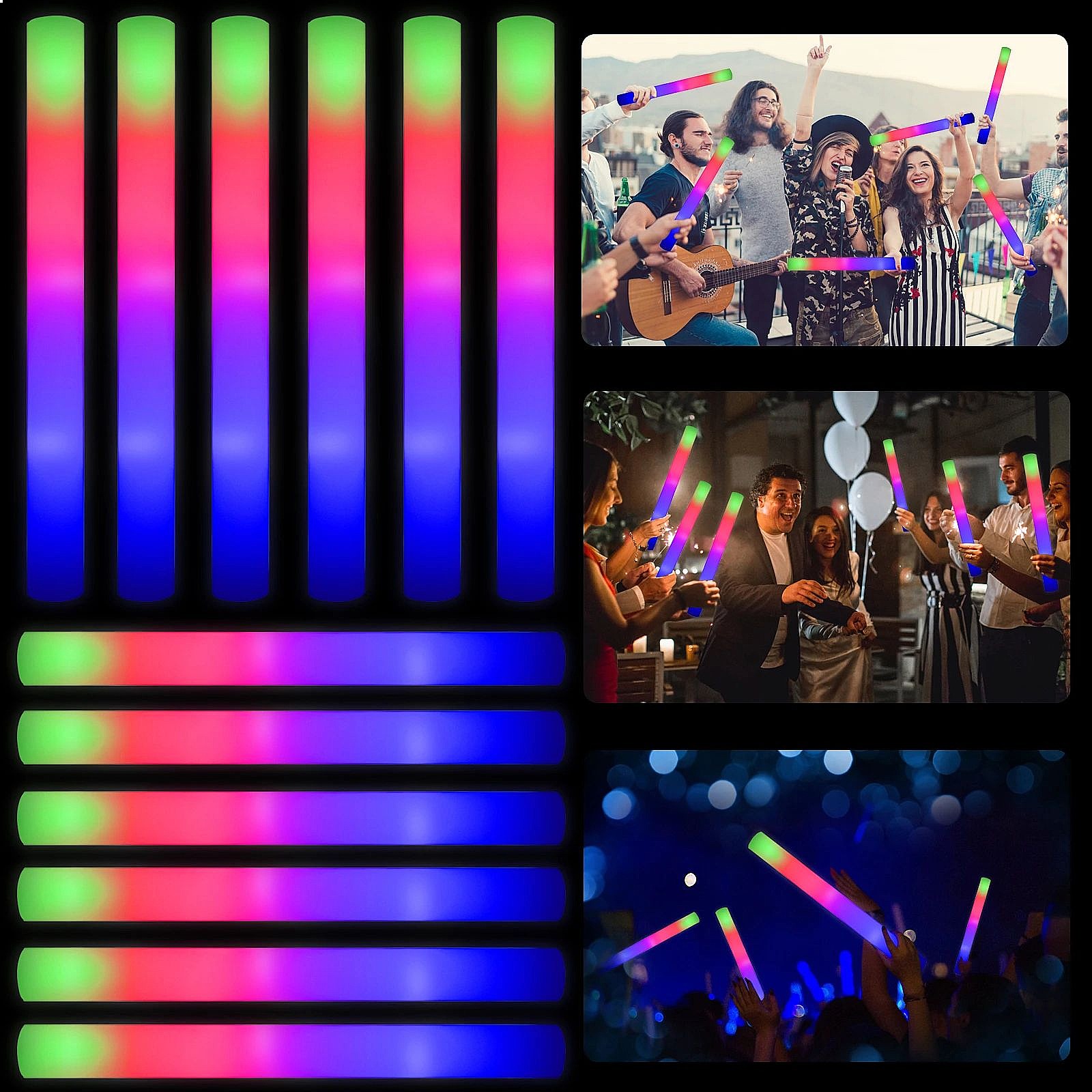 Paquete de 102 Barras Luminosa - Flashing Led Foam Sticks Party reseña y precio